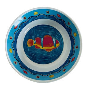 Ocean State Melamine Plastic Outdoor Clown Fish Bowl 8 7/8" Sea Beach Blue